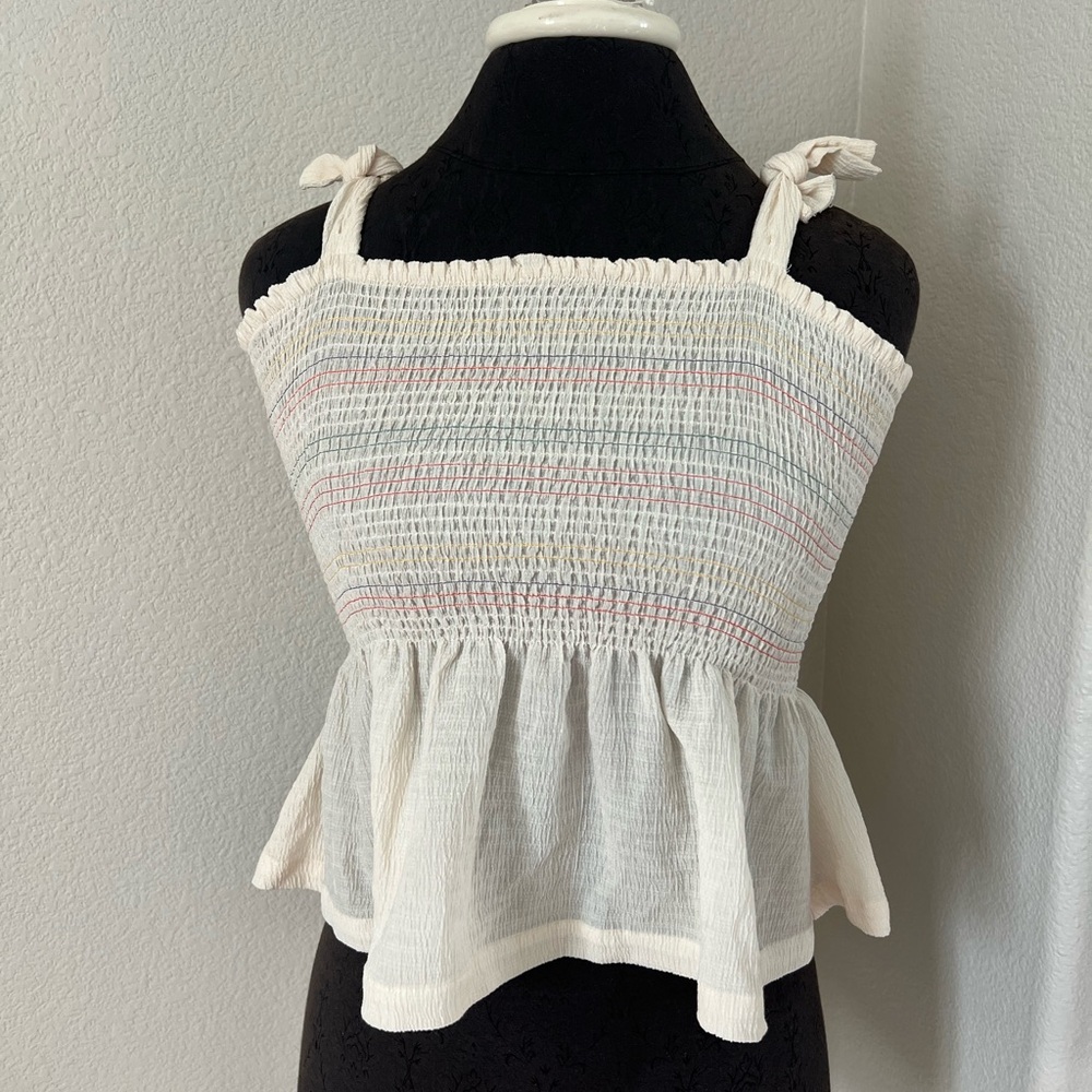 Madewell Texture & Thread Rainbow Smocked Peplum Tank Top Size XS - Picture 4 of 9